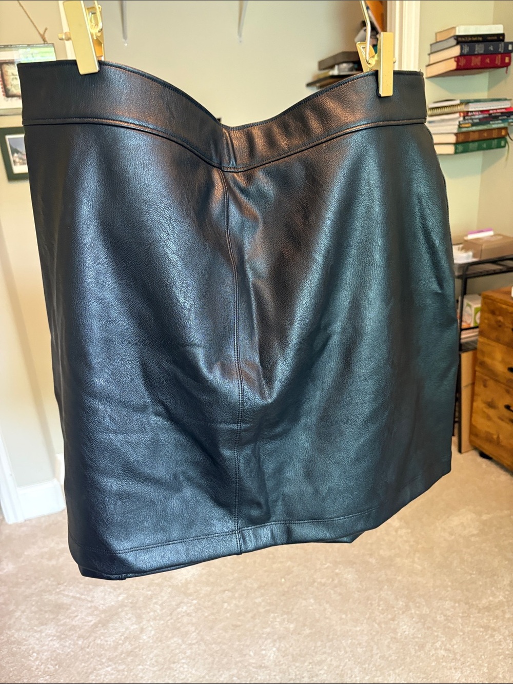 SPANX Black Faux Leather Mini Skirt